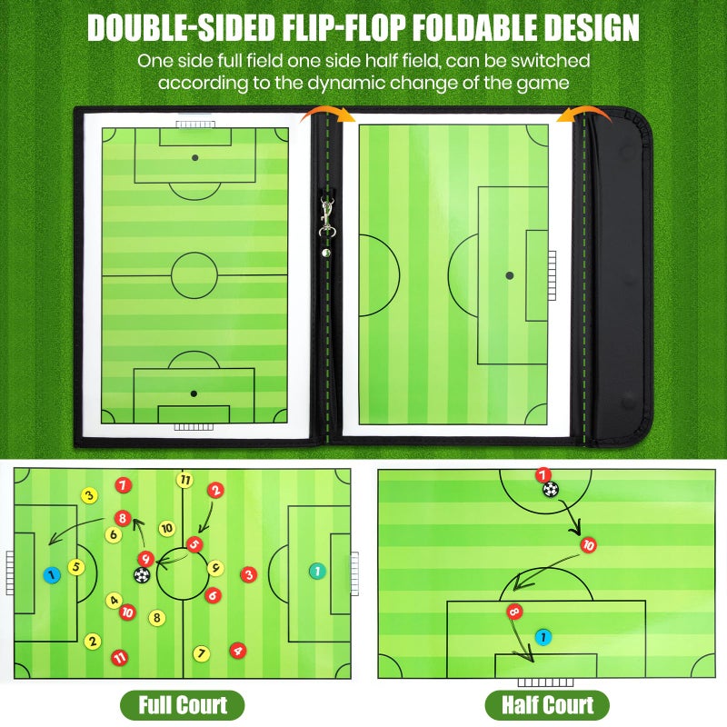 Keweis Soccer Coaching Board Soccer Coaches Clipboard Tactical Magnetic Board Kit with Dry Erase, Marker Pen and Zipper Bag (Football Board) (Soccer Coaching Board) - Image 2